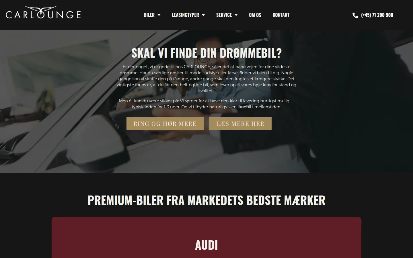 Skærmbillede af Carlounges website
