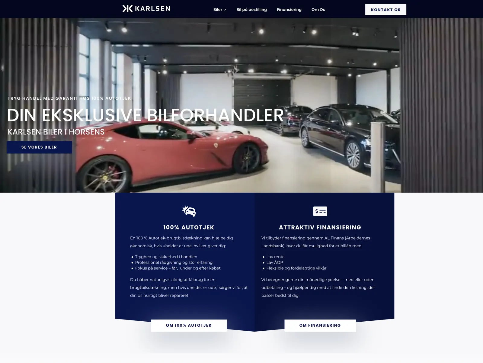 Skærmbillede af Karlsen Bilers website