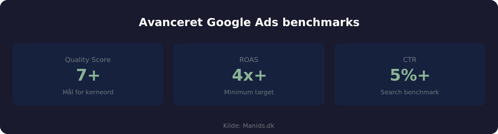 Avancerede Google Ads benchmark nøgletal