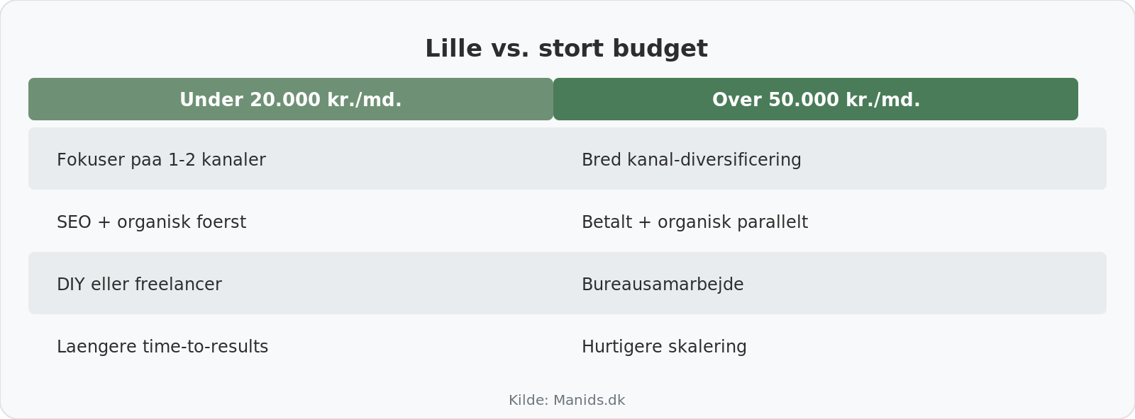 Lille vs stort marketing budget strategi