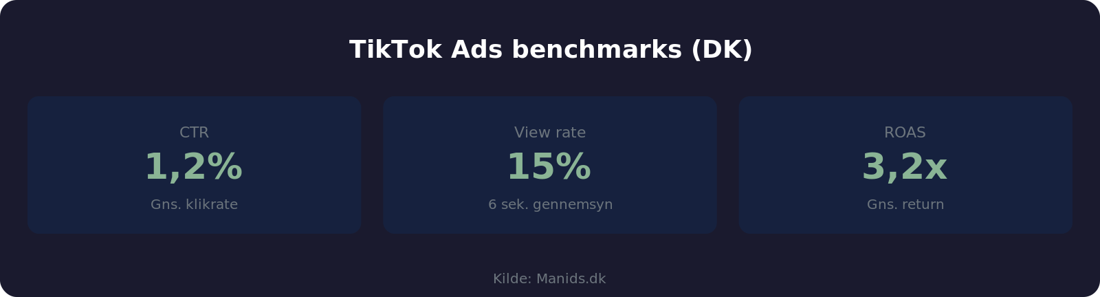 TikTok Ads benchmark nøgletal for danske annoncører
